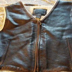 Cool, Brown Leather,  sherpa lined vest